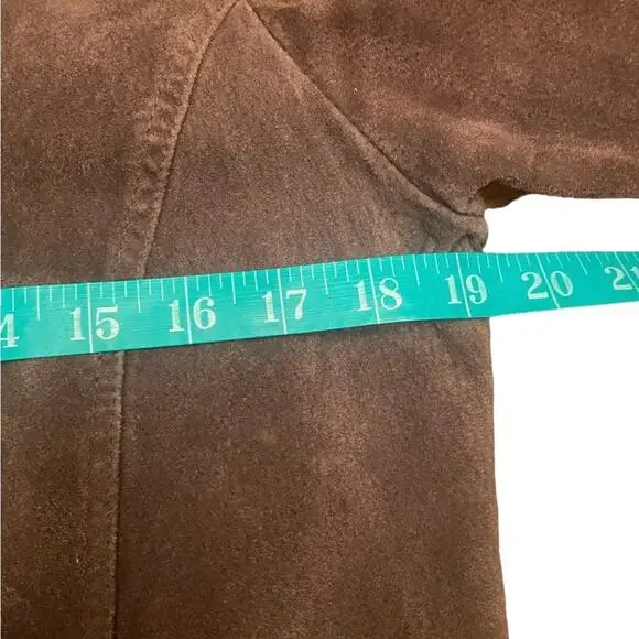 Coldwater Creek brown leather embroidered boho jacket size small